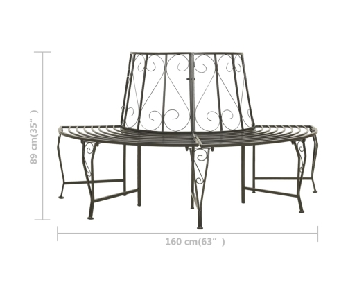 Banco para árbol de jardín semicircular acero 160 cm