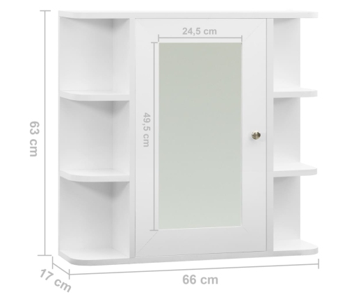 Armario de baño con espejo blanco 66x17x63 cm MDF