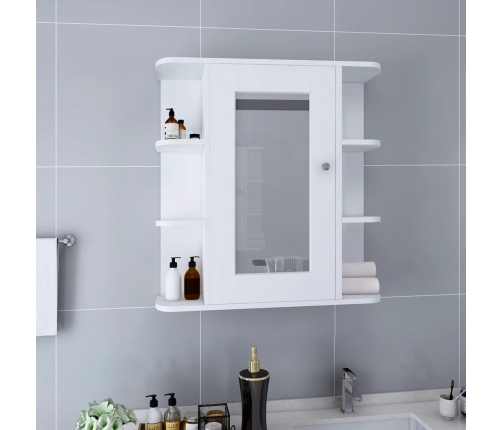 Armario de baño con espejo blanco 66x17x63 cm MDF