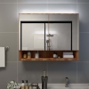 Mueble de baño con espejo LED MDF roble 80x15x60 cm