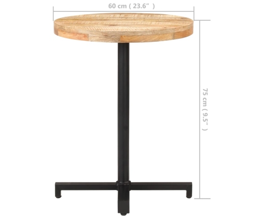 Mesa de bistró redonda madera de mango rugosa Ø60x75 cm