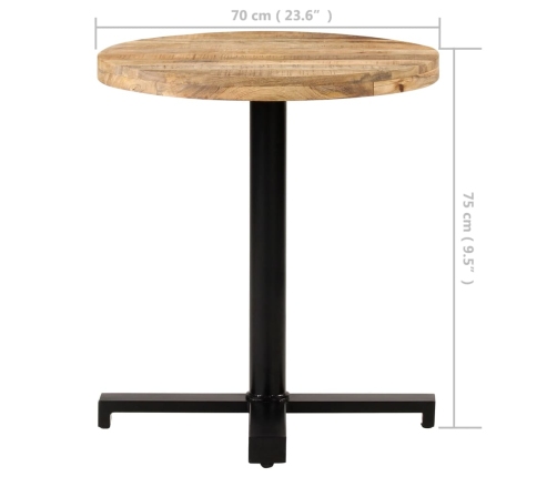 Mesa de bistró redonda madera de mango rugosa Ø70x75 cm