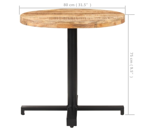 vidaXL Mesa de bistró redonda madera de mango rugosa Ø80x75 cm