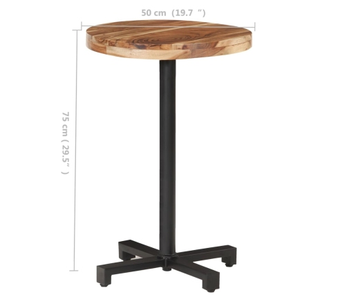 vidaXL Mesa de bistró redonda madera maciza de mango Ø50x75 cm