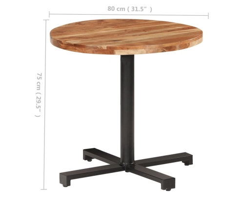 Mesa de bistró redonda madera maciza de mango Ø80x75 cm