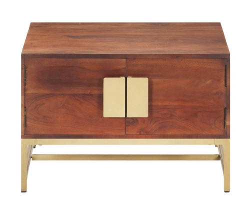 Mesa de centro madera maciza de acacia marrón miel 67x67x45 cm