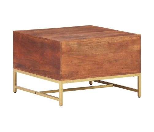 Mesa de centro madera maciza de acacia marrón miel 67x67x45 cm