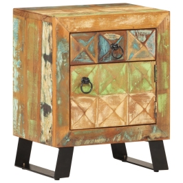 Mesita de noche de madera maciza reciclada 40x30x50 cm