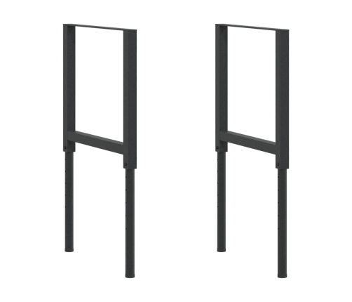 Estructura de banco de trabajo 2 uds metal 55x(69-95,5)cm negro