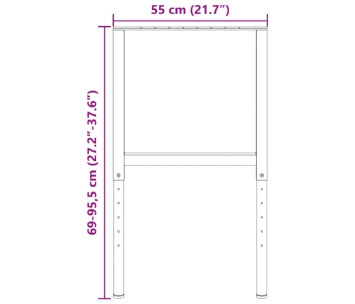 Estructura de banco de trabajo 2 uds metal 55x(69-95,5)cm negro