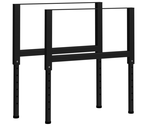 Estructura de banco de trabajo 2 uds metal 85x(69-95,5)cm negro