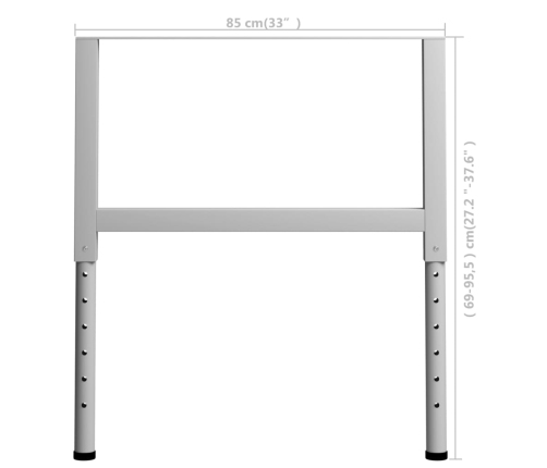 Estructura de banco de trabajo 2 uds metal 85x(69-95,5)cm gris