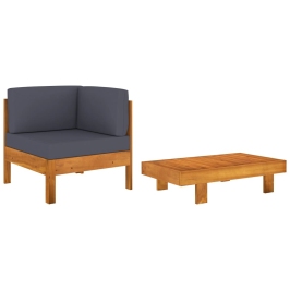 Muebles de jardín 2 pzas cojines madera acacia gris oscuro