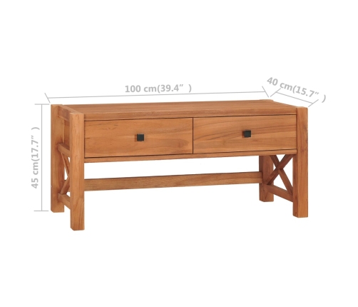 Mueble de TV de madera de teca 100x40x45 cm