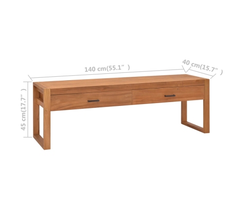 Mueble de TV de madera de teca 140x40x45 cm