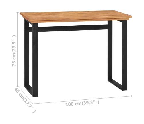 Escritorio de madera maciza de teca 100x45x75 cm