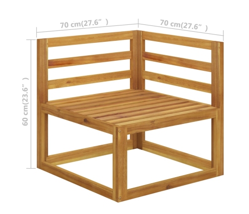 Sofá de esquina seccional y cojín blanco crema madera de acacia