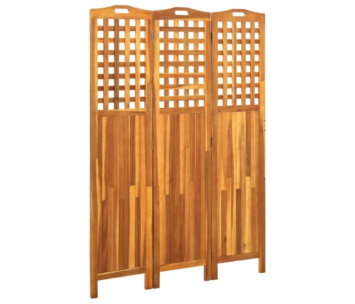 Biombo de 3 paneles madera maciza de acacia 121x2x170 cm