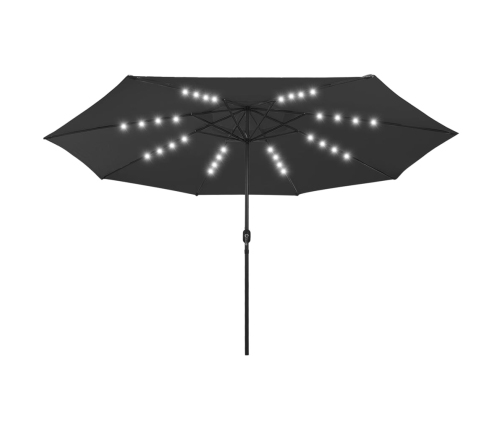 Sombrilla de jardín con luces LED negro 400 cm