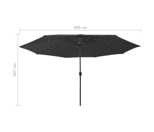 Sombrilla de jardín con luces LED negro 400 cm