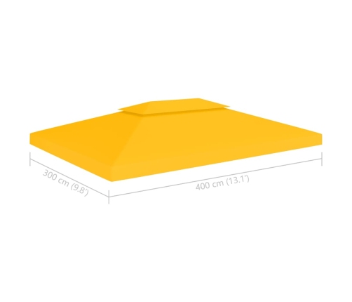Toldo de cenador 2 niveles 310 g/m² 4x3 m amarillo