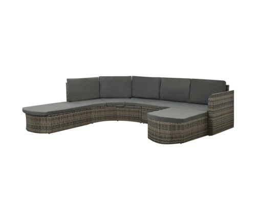 Set de muebles de jardín 4 pzas y cojines ratán sintético gris