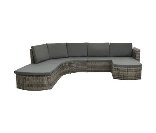 Set de muebles de jardín 4 pzas y cojines ratán sintético gris