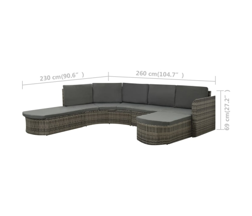 Set de muebles de jardín 4 pzas y cojines ratán sintético gris