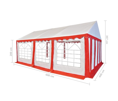 Carpa de jardín de PVC rojo y blanco 4x6 m