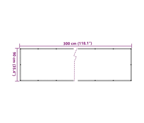 Biombo para balcón de tela oxford antracita 90x300 cm