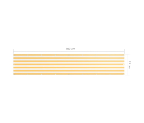 Toldo para balcón tela oxford blanco y amarillo 75x400 cm