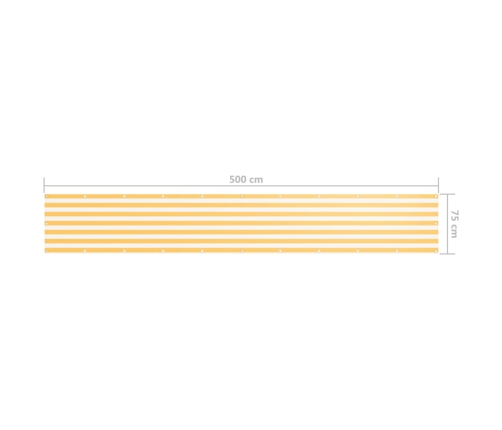 Toldo para balcón tela oxford blanco y amarillo 75x500 cm