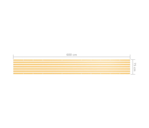 Toldo para balcón tela oxford blanco y amarillo 75x600 cm