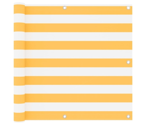 Toldo para balcón tela oxford blanco y amarillo 90x600 cm