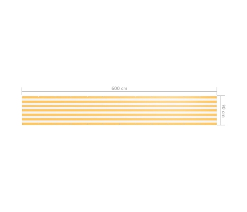 Toldo para balcón tela oxford blanco y amarillo 90x600 cm