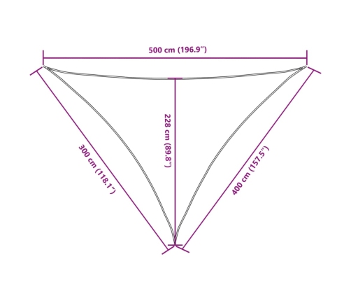 Toldo de vela triangular tela Oxford gris antracita 3x4x5 m