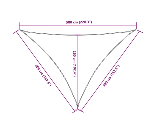 Toldo de vela triangular tela Oxford gris antracita 4x4x5,8 m