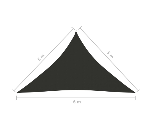 Toldo de vela triangular tela Oxford gris antracita 5x5x6 m