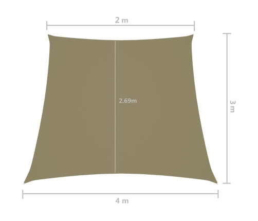 Toldo de vela trapezoidal de tela oxford beige 2/4x3 m