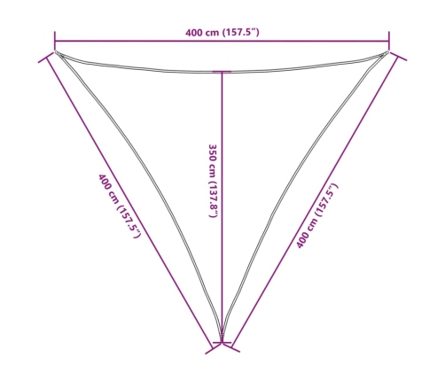 Toldo de vela triangular tela Oxford color crema 4x4x4 m