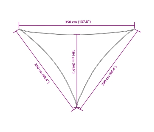 Toldo de vela triangular tela Oxford blanco 2,5x2,5x3,5 m