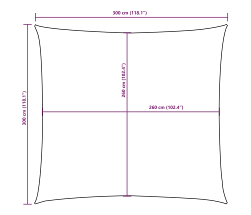 Toldo de vela cuadrado tela Oxford terracota 3x3 m