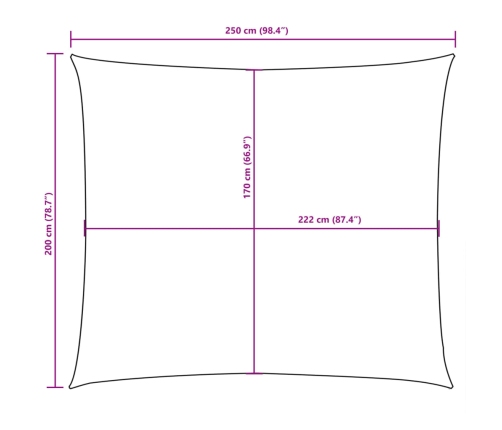 Toldo de vela rectangular tela Oxford terracota 2x2,5 m