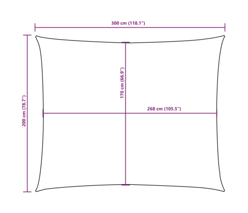 Toldo de vela rectangular tela Oxford terracota 2x3 m