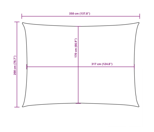 Toldo de vela rectangular tela Oxford terracota 2x3,5 m