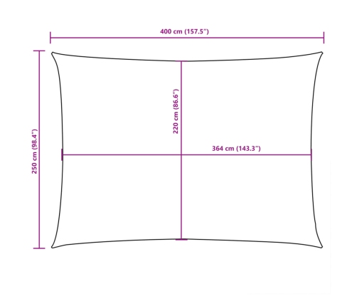 Toldo de vela rectangular tela Oxford terracota 2,5x4 m