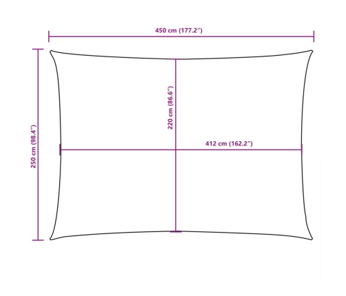 Toldo de vela rectangular tela Oxford terracota 2,5x4,5 m
