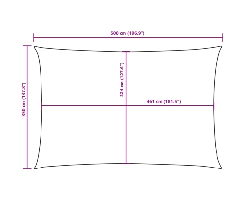 Toldo de vela rectangular tela Oxford terracota 3,5x5 m