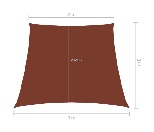 Toldo de vela trapezoidal de tela oxford terracota 2/4x3 m