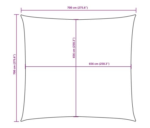 Toldo de vela cuadrado tela Oxford verde oscuro 7x7 m